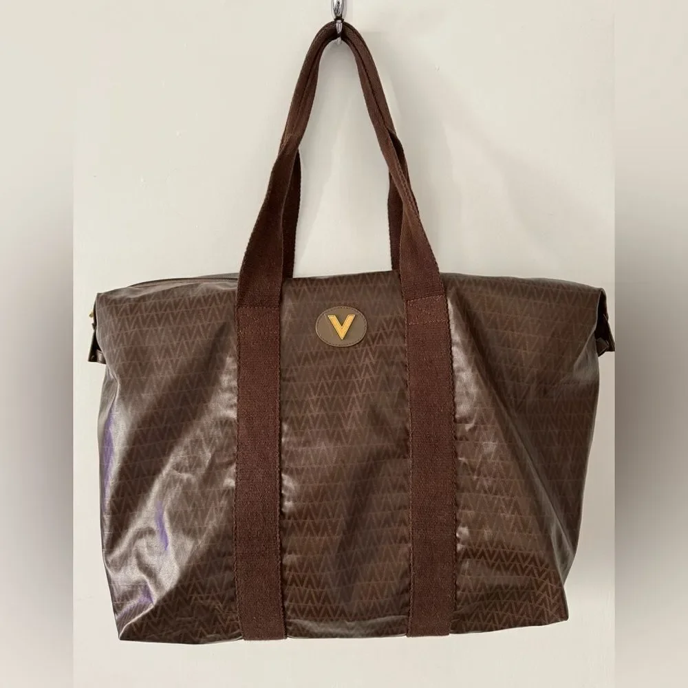 VINTAGE MARIO VALENTINO SOFT PVC MONOGRAM FOLDABLE WEEKEND TOTE BAG